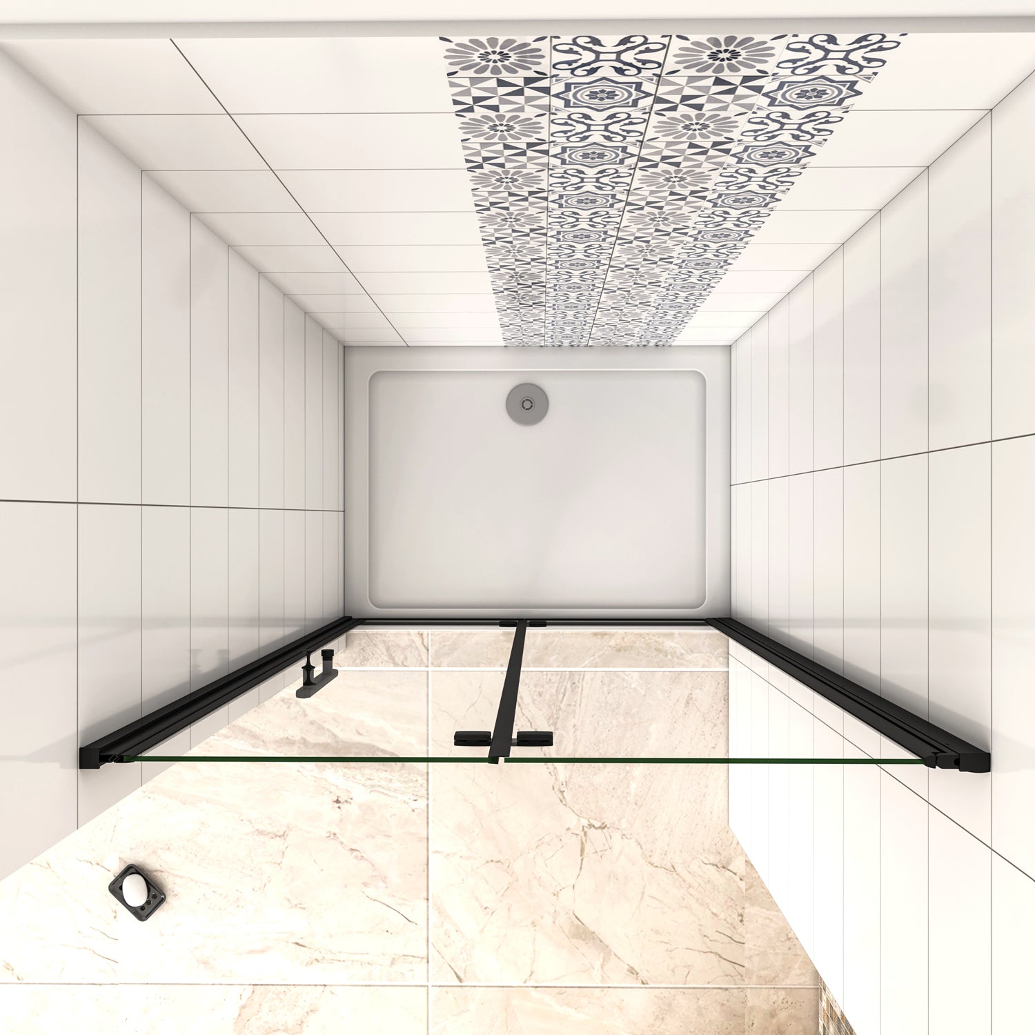 110x190 cm Porta Doccia per Nicchia Apertura Battente Pieghevole in Vetro Temperato Trasparente 5 mm Anticalcare Telaio Nero Opaco