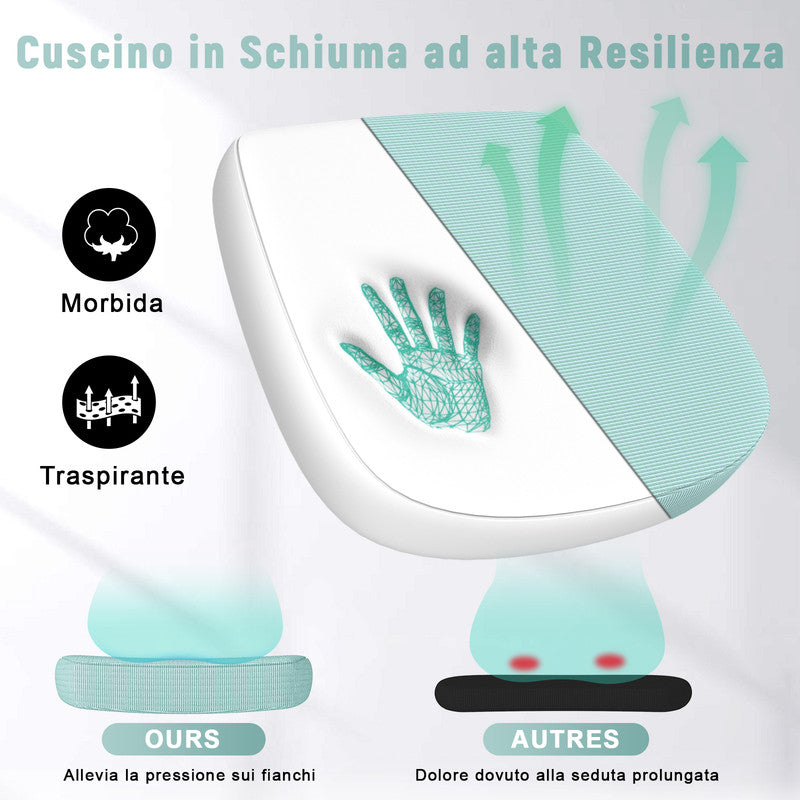 Sedia Ufficio Bracciolo Regolabile - RATTANTREE - con Supporto Lombare, Schienale Reclinabile 105°, Verde