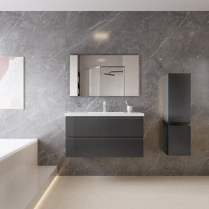 Mobile bagno sospeso con lavabo da incasso 99 cm,bianco,2 cassetti