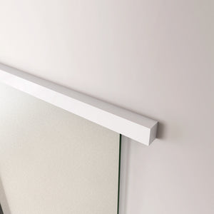 95x225 cm Porta Scorrevole in Vetro da 8 mm Temperato Opaco con Pellicola Anti-frantumi con Binario in Alluminio Bianco Verniciato