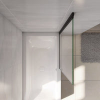 Parete Vasca Doccia 70xh.140cm Sopravasca Anta Girevole in Vetro Temperato 4 mm Trasparente con Bordo Nero Serigrafato