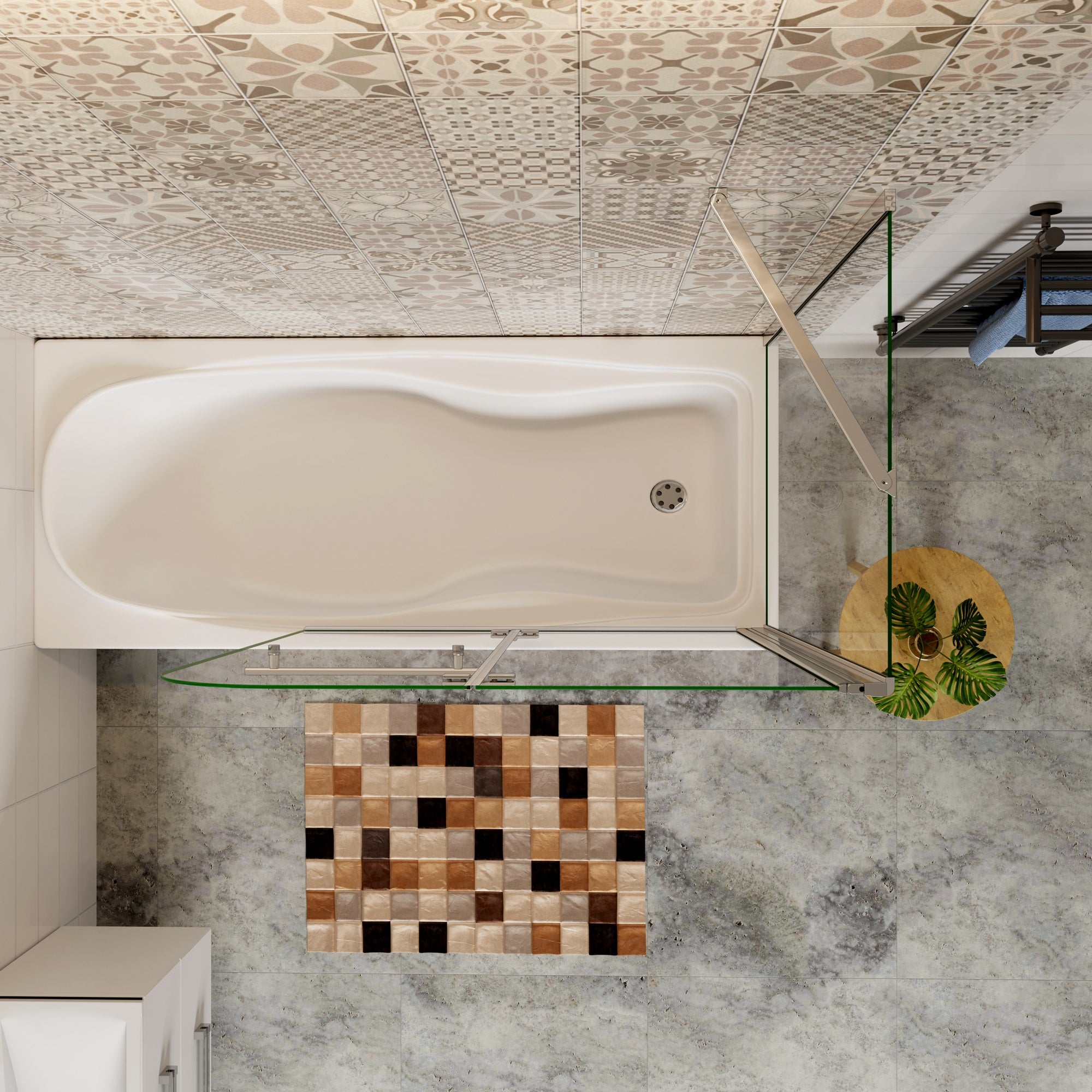 100x140cm Parete Doccia Sopravasca Angolare 2 Ante Pieghevoli con Parete Laterale 80 cm Vetro Temperato 6 mm Anticalcare Portasciugamani Cromato Lucido