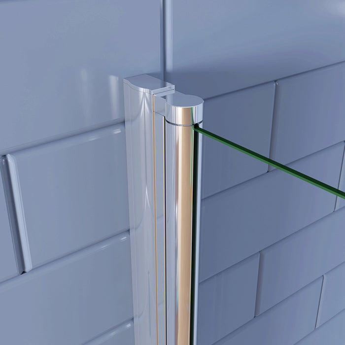 187cm Box Doccia Angolare Porta Battente e Lato Fisso 90x70cm Vetro Trasparente 6mm Anticalcare Barra 140cm Cromato
