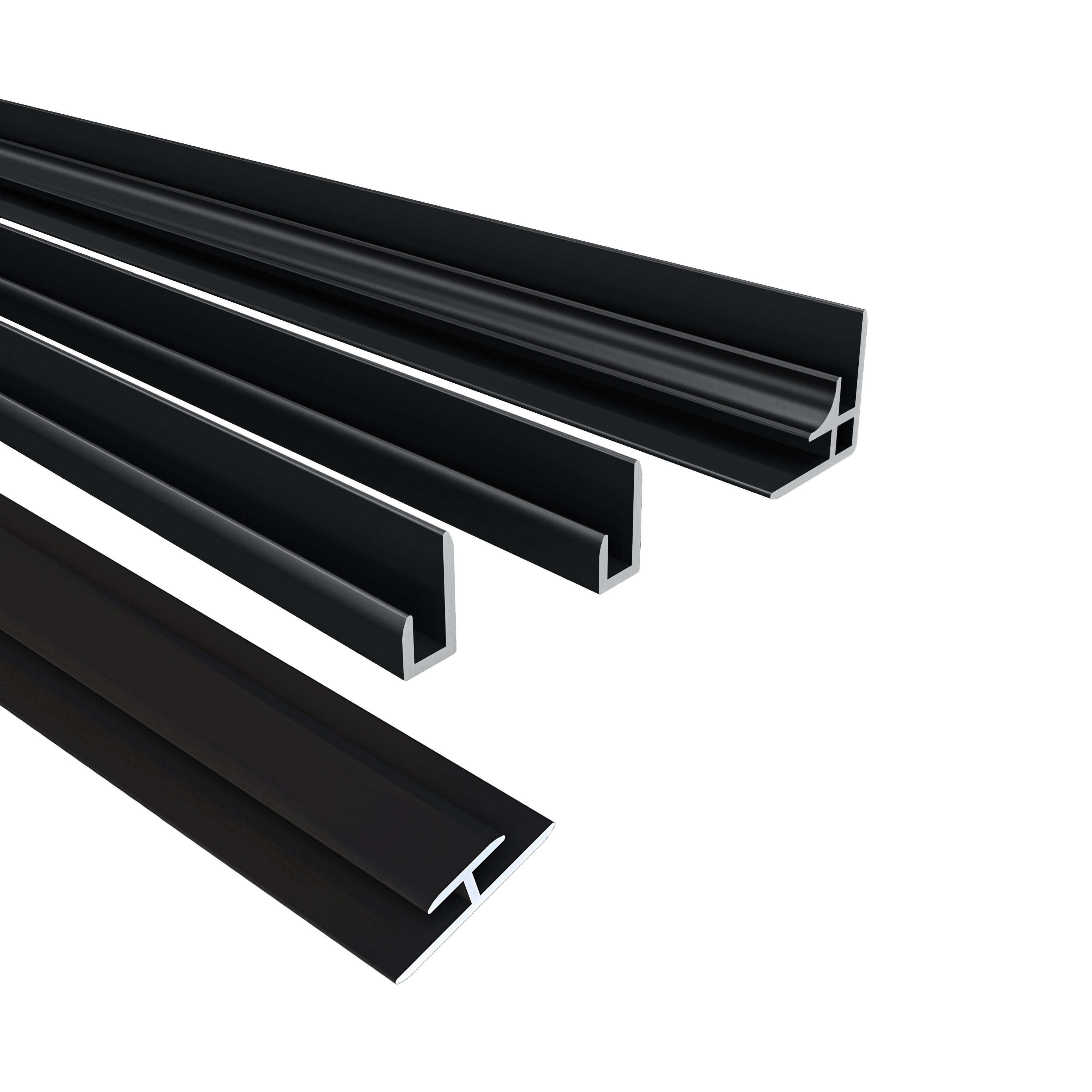 H.210 cm Pannello Doccia ad Angolo 80x100x100 cm Realizzato in Alluminio da 3 mm con Profili Finitura Nero Opaco per Rivestimento Parete Bagno