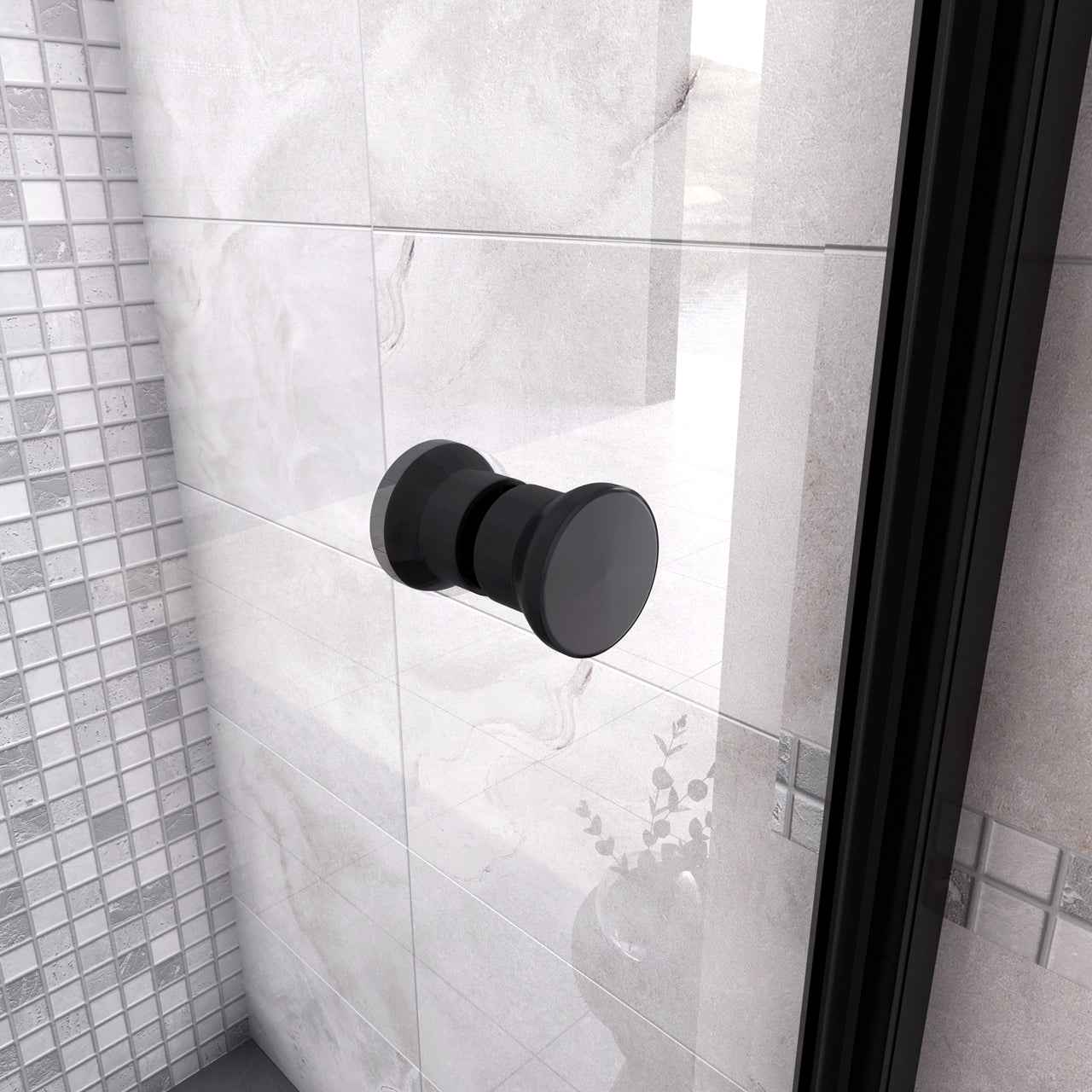 185cm Box Doccia Angolare Porta a Soffietto con Parete Fissa 90x70cm in Vetro Temperato Trasparente 5 mm Profilo Nero Opaco