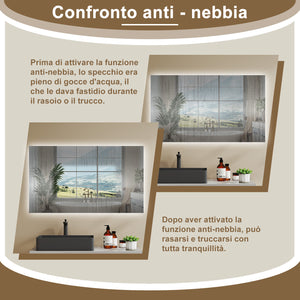 AICA SPECCHIO DA BAGNO CON LED, 100x60cm, Antiappannamento, 3 Temperature Colore, Retroilluminato