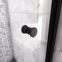 185cm Box Doccia a Tre Lati Porta a Soffietto 86cm con Doppia Parete Fissa 80x80cm in Vetro Temperato Trasparente 5 mm Profilo Nero Opaco