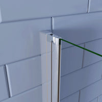 H.195cm Box Doccia Angolare Porta Battente con Lato Fisso 100x80cm Vetro Temperato 6mm Anticalcare Barra da 140 cm