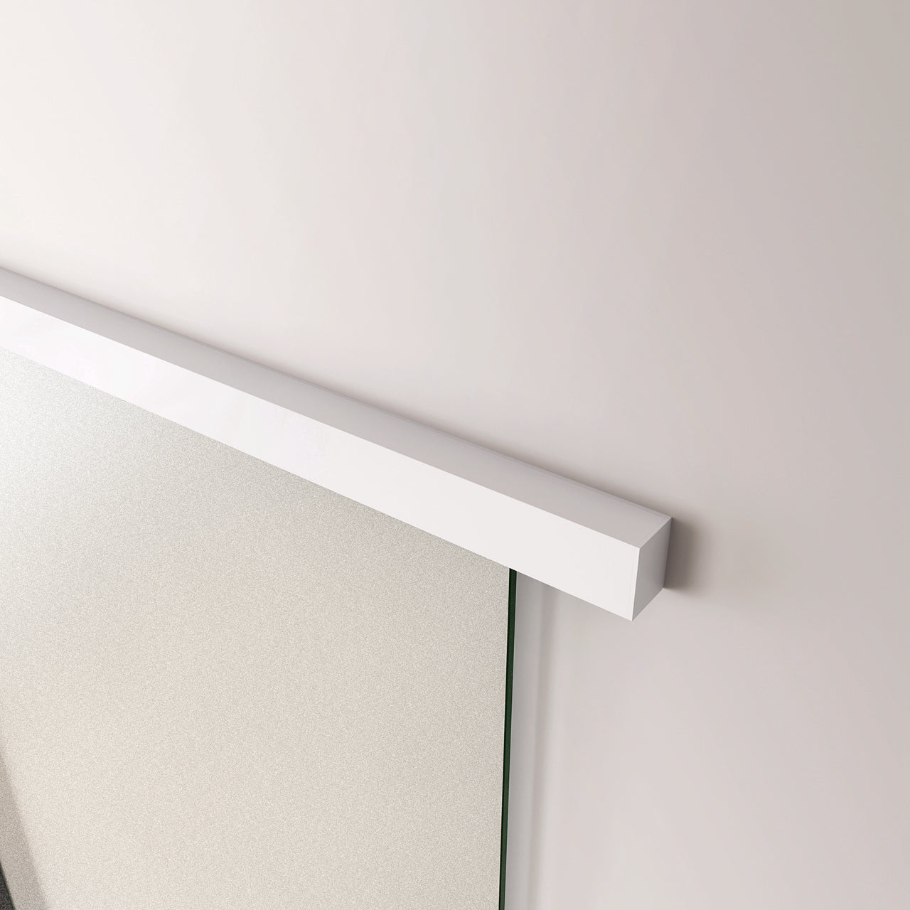 80x225 cm Porta Scorrevole in Vetro da 8 mm Temperato Opaco con Pellicola Anti-frantumi con Binario in Alluminio Bianco Verniciato