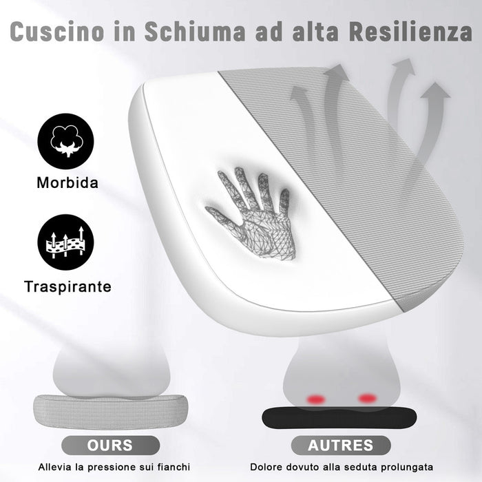 Sedia Ufficio Bracciolo Regolabile - RATTANTREE - con Supporto Lombare, Schienale Reclinabile 105°, Grigio