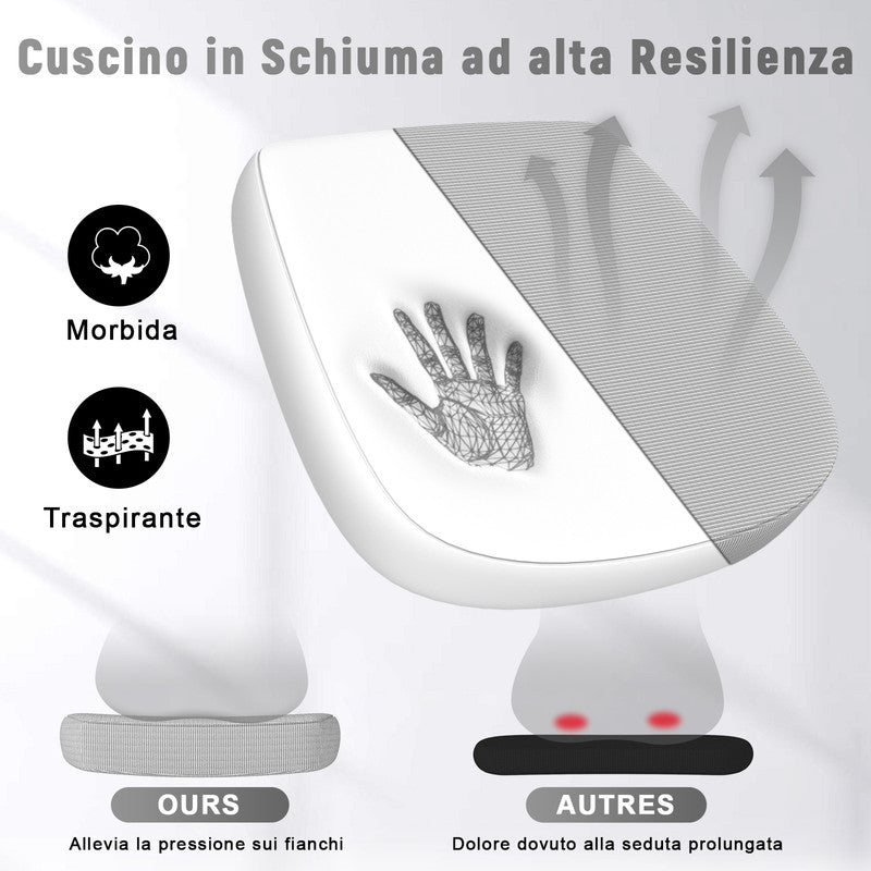 Sedia Ufficio Bracciolo Regolabile - RATTANTREE - con Supporto Lombare, Schienale Reclinabile 105°, Grigio