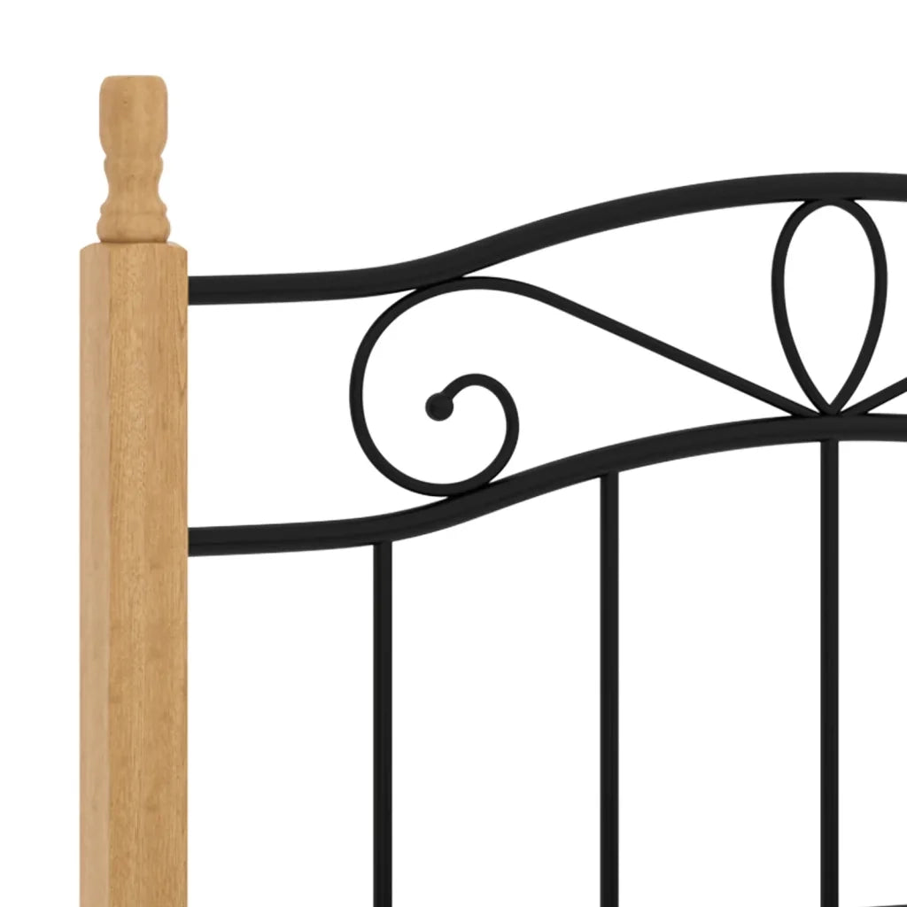 Giroletto Nero in Metallo e Legno Massello di Rovere 100x200 cm 324912