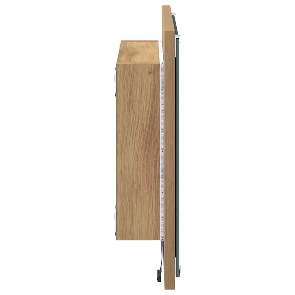 Specchio da bagno LED Rovere artigianale 40 x 37 x 8.5 cm 875412