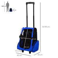Trolley zaino 2 in 1 per piccoli animali domestici 36x30x49 cm  Blu