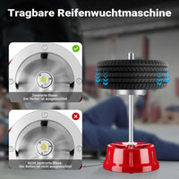 Equilibratrice portatile 29 x 29 x 57,5 cm, equilibratrice gomme auto e moto, per mozzi da 3,8 a 10,2 cm