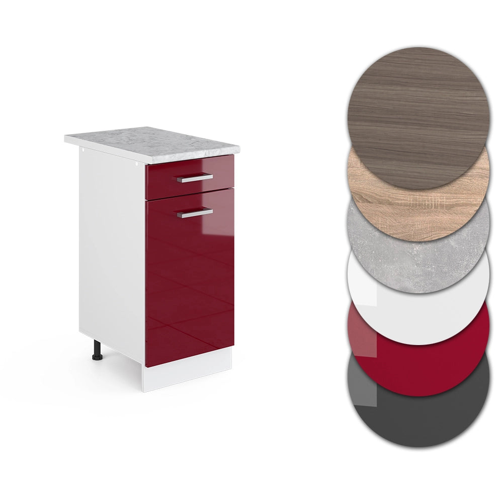 Vicco Mobiletto base per cucina Rosso lucido 40 cm , PL Marmo