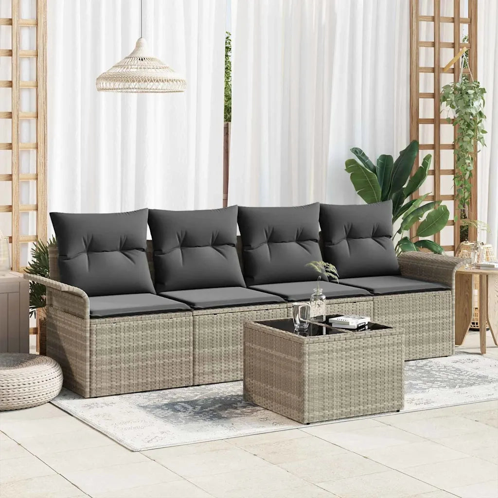 Set Divano da Giardino 5 pz | Set Salotto da Giardino Grigio chiaro e grigio scuro
