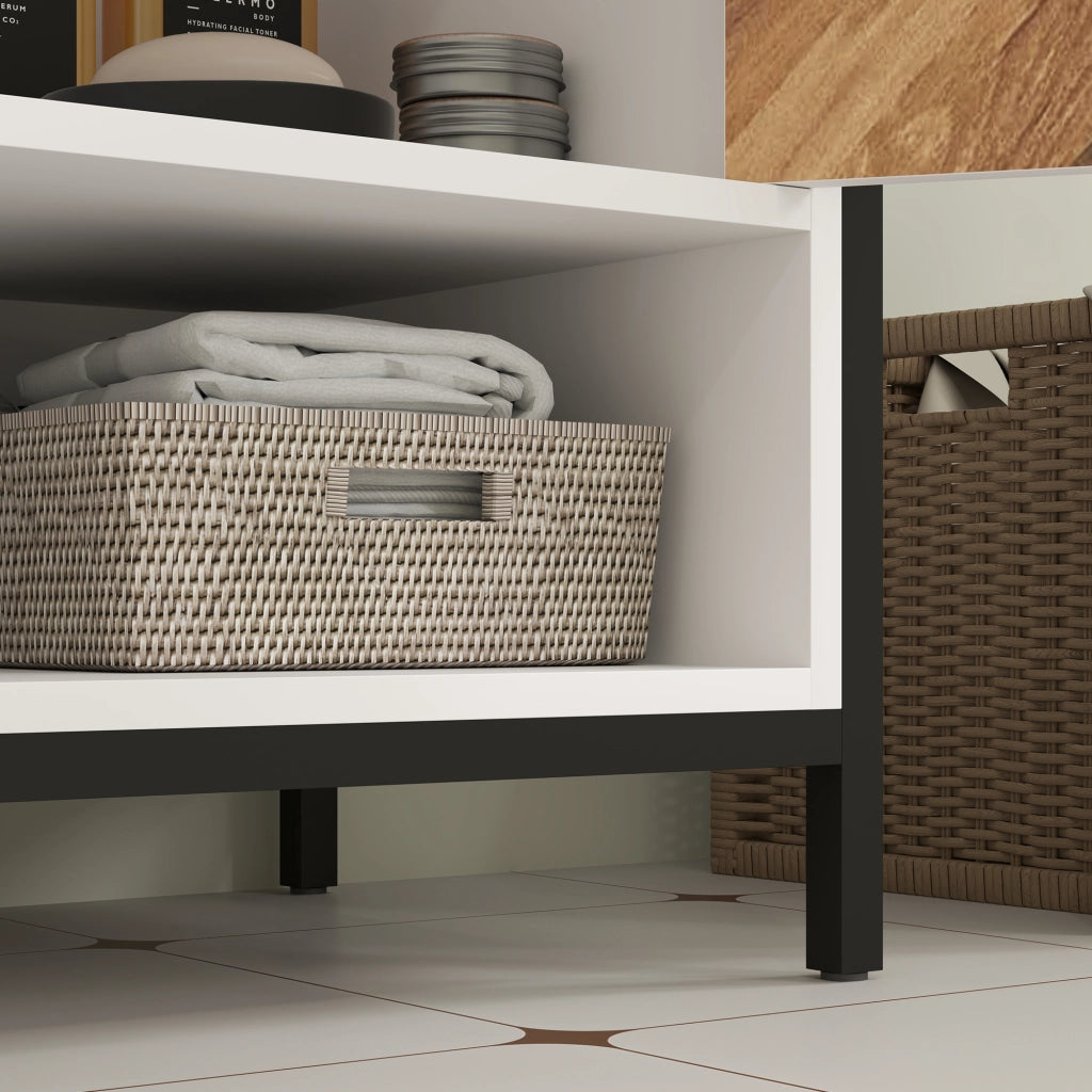 Mobile sottolavabo con 2 ante e ripiano aperto ¨C Xylo ¨C Crema e Noce 80x40x60 cm