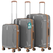 Set 3 Valigie Rigide 90-59-38L Ruote Easy Roll Manico Telescopico in ABS Grigio
