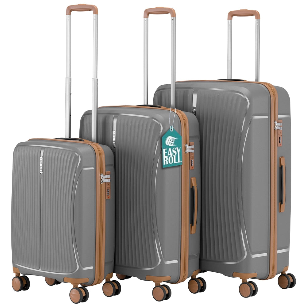 Set 3 Valigie Rigide 90-59-38L Ruote Easy Roll Manico Telescopico in ABS Grigio