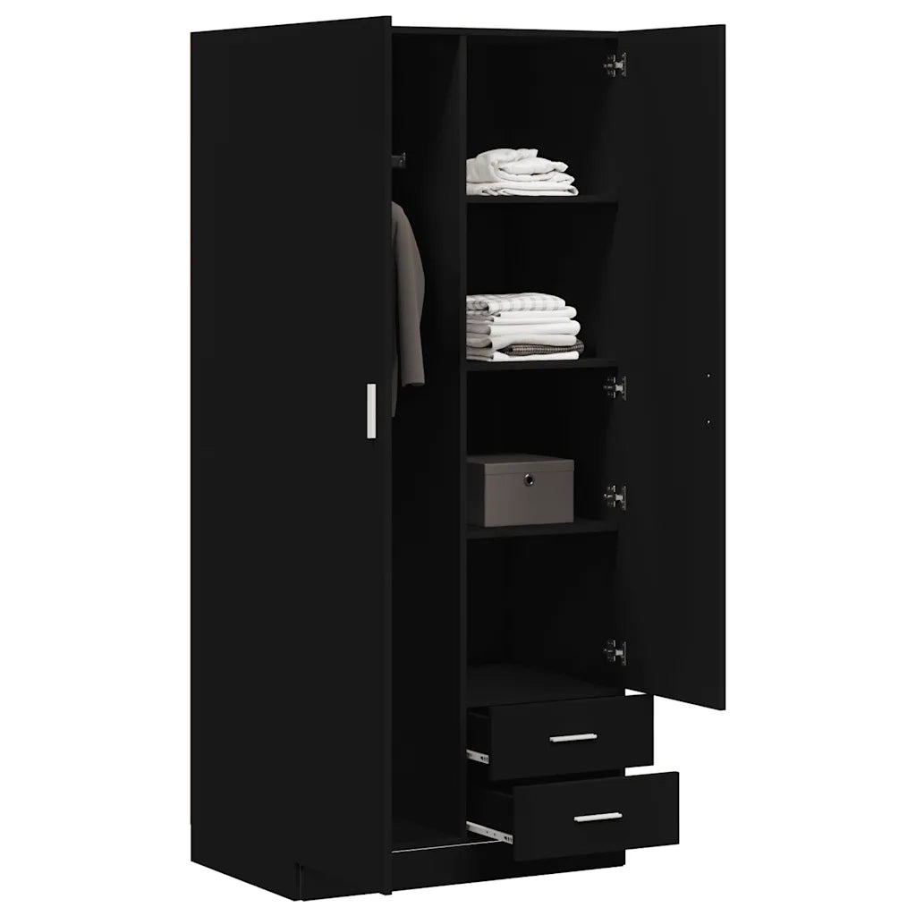 Armadio Nero 80x52x180 cm in Legno Multistrato 800640