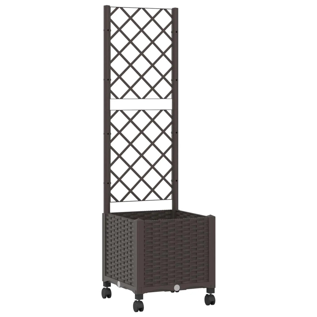 Vaso da giardino con grigliato e ruote Marrone 40 x 40 x 146 cm 3422919