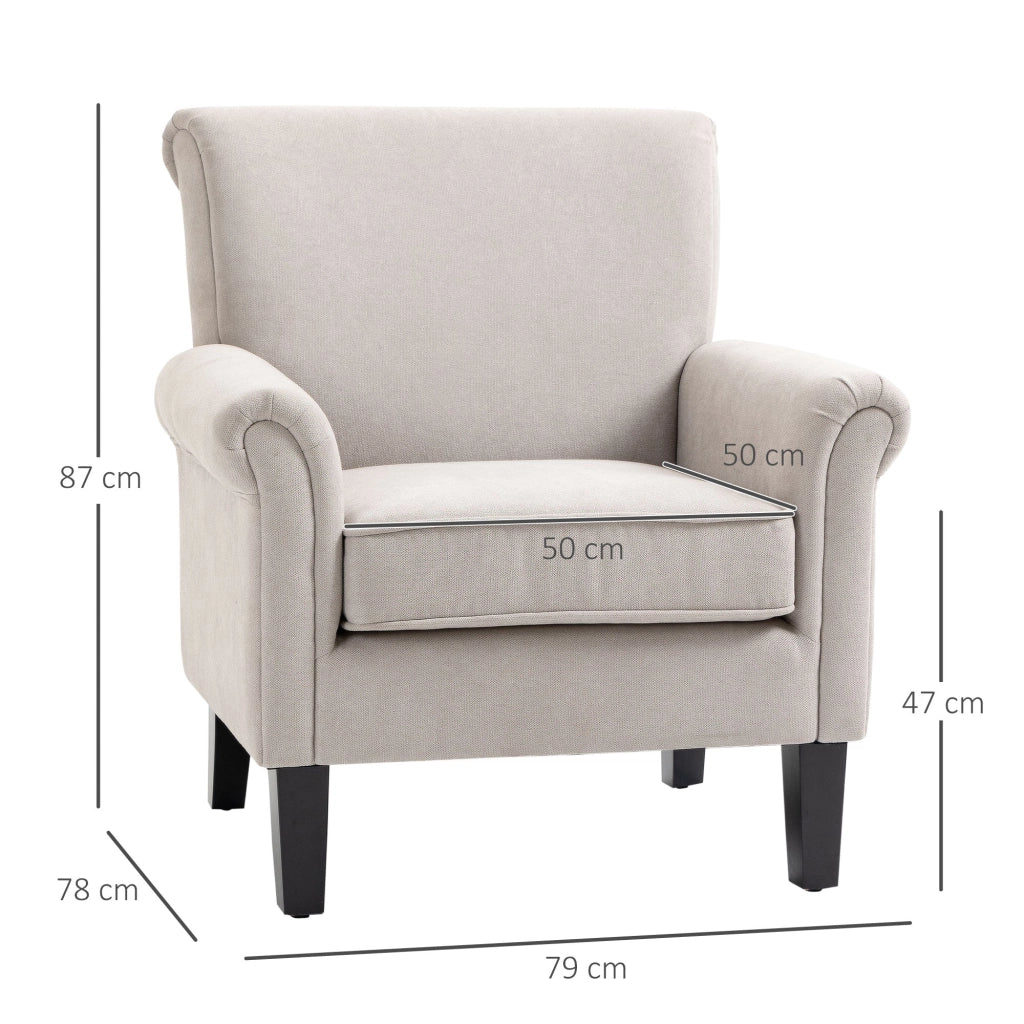 Poltrona d'Arredo in Stile Nordico con Braccioli 79x78x87 cm in Legno e Poliestere Grigio e Marrone