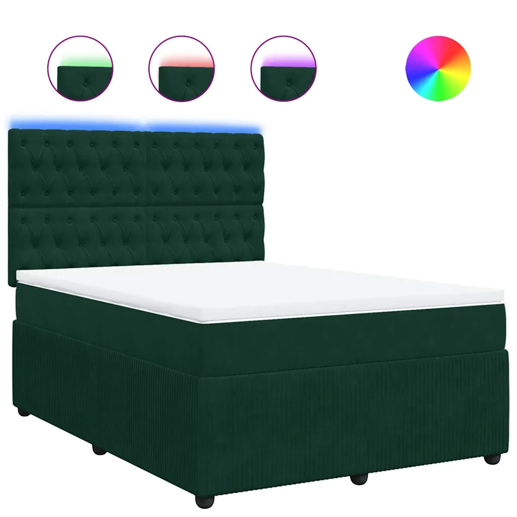 Giroletto a Molle con Materasso Verde Scuro 160x200 cm Velluto