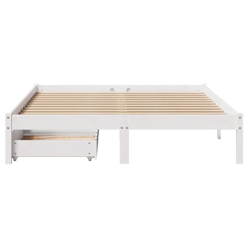 Letto senza Materasso Bianco 135x190 cm Legno Massello di Pino