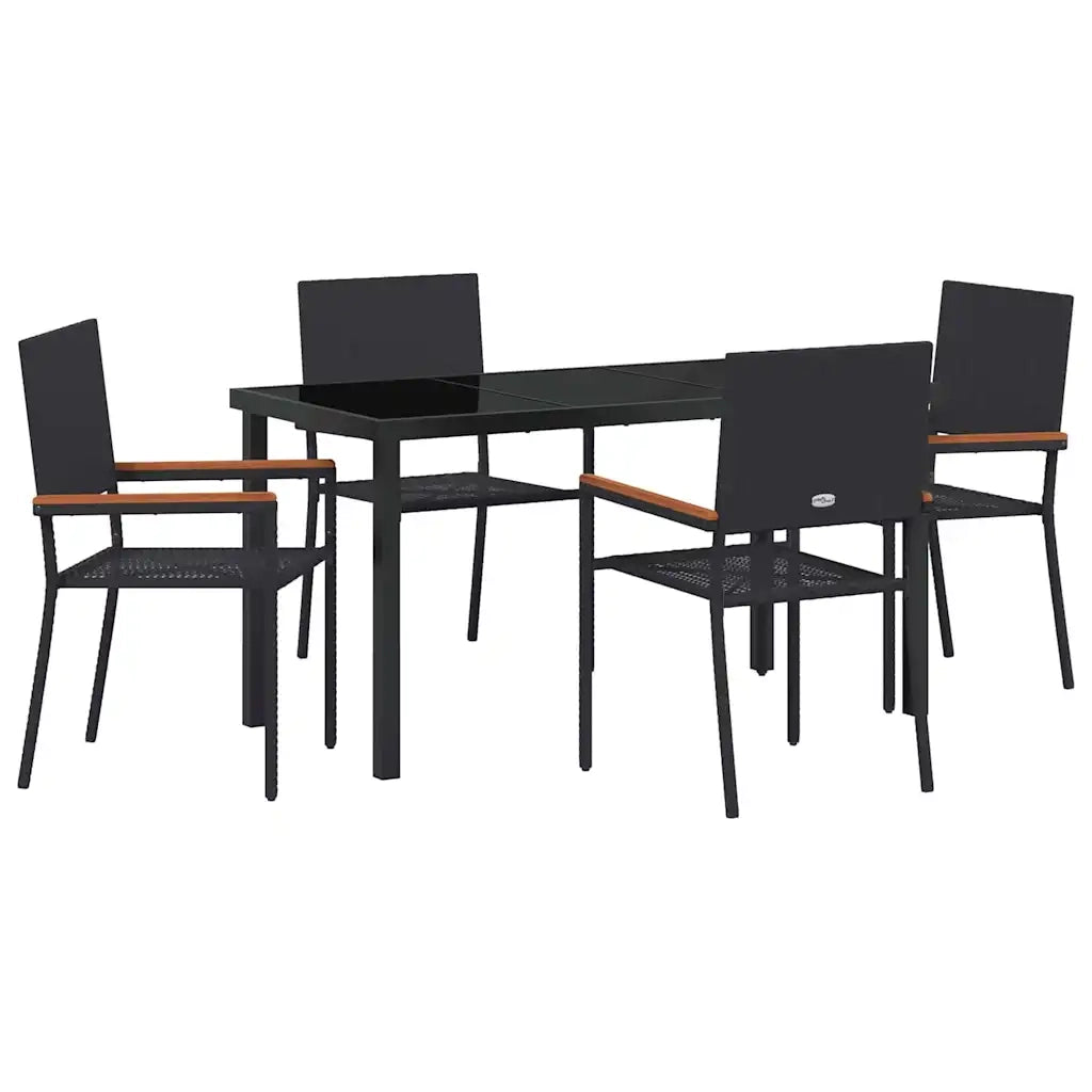 Set da Pranzo per Giardino con cuscino 5 pcs Nero polyrattan 3379704