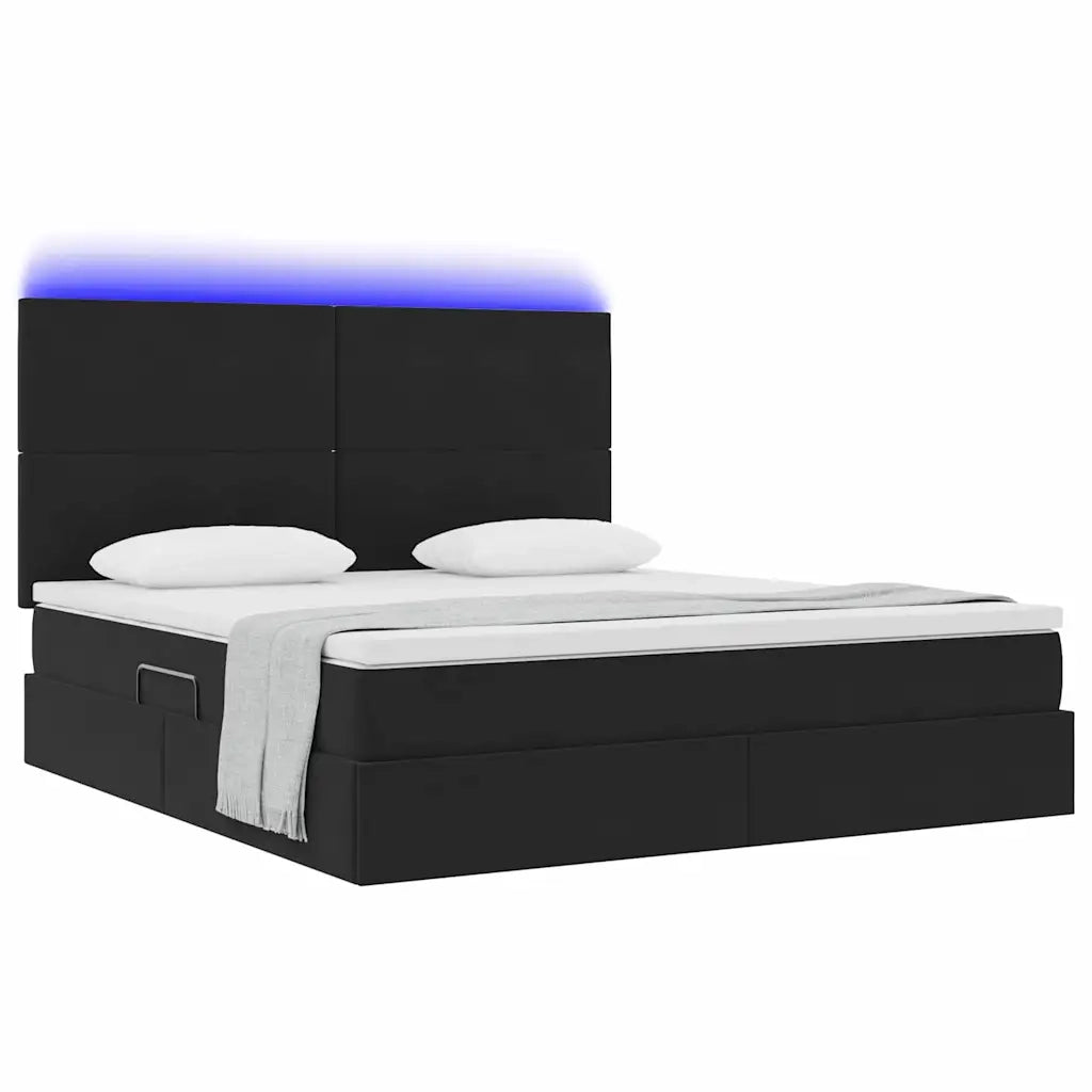 Letto con contenitore e LED con led Nero 180 x 200 cm Velluto 3372623