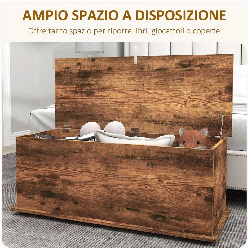 PANCA CONTENITORE CAPACITÀ 120 KG PER CAMERA DA LETTO E INGRESSO IN LEGNO 100X40X40 CM MARRONE