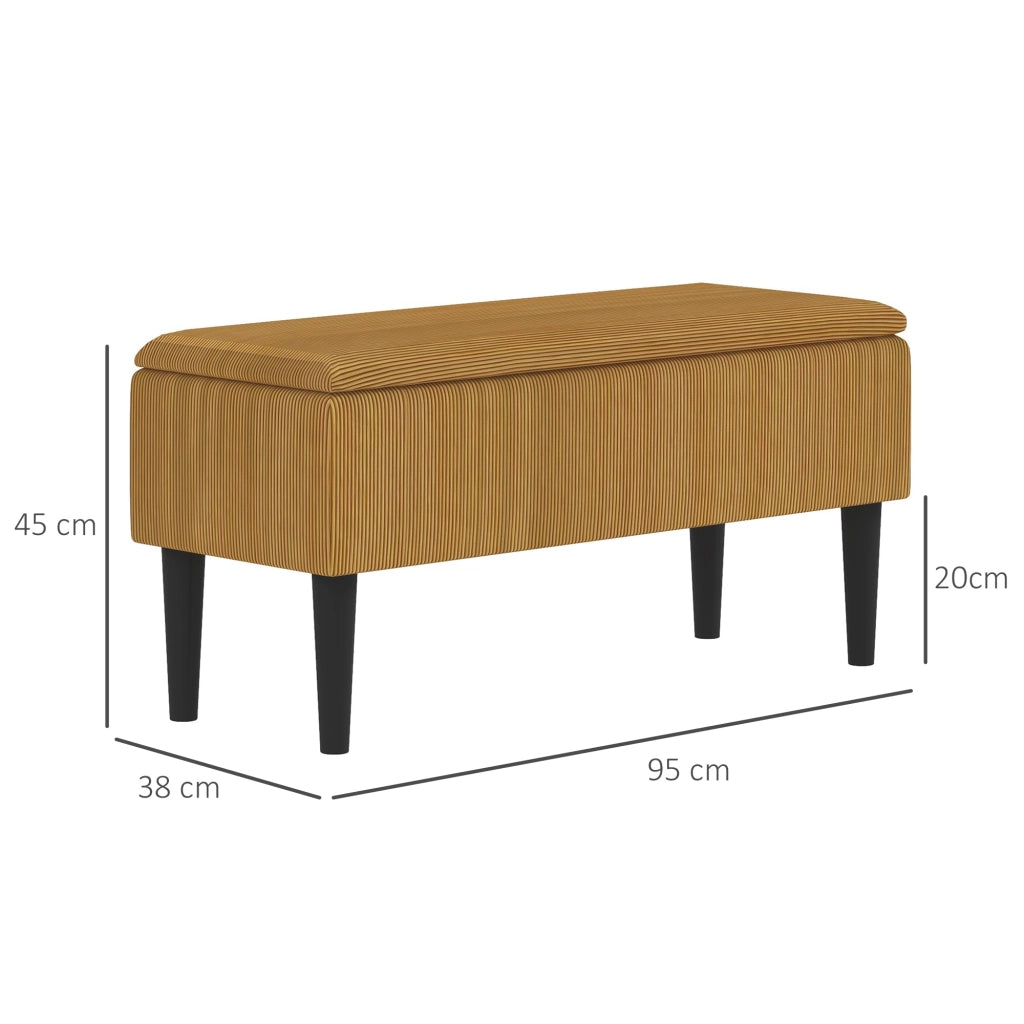 EasyComfort Panca Fondoletto in Poliestere e Legno per Camera da Letto e Ingresso, 95x38x45 cm, Arancione