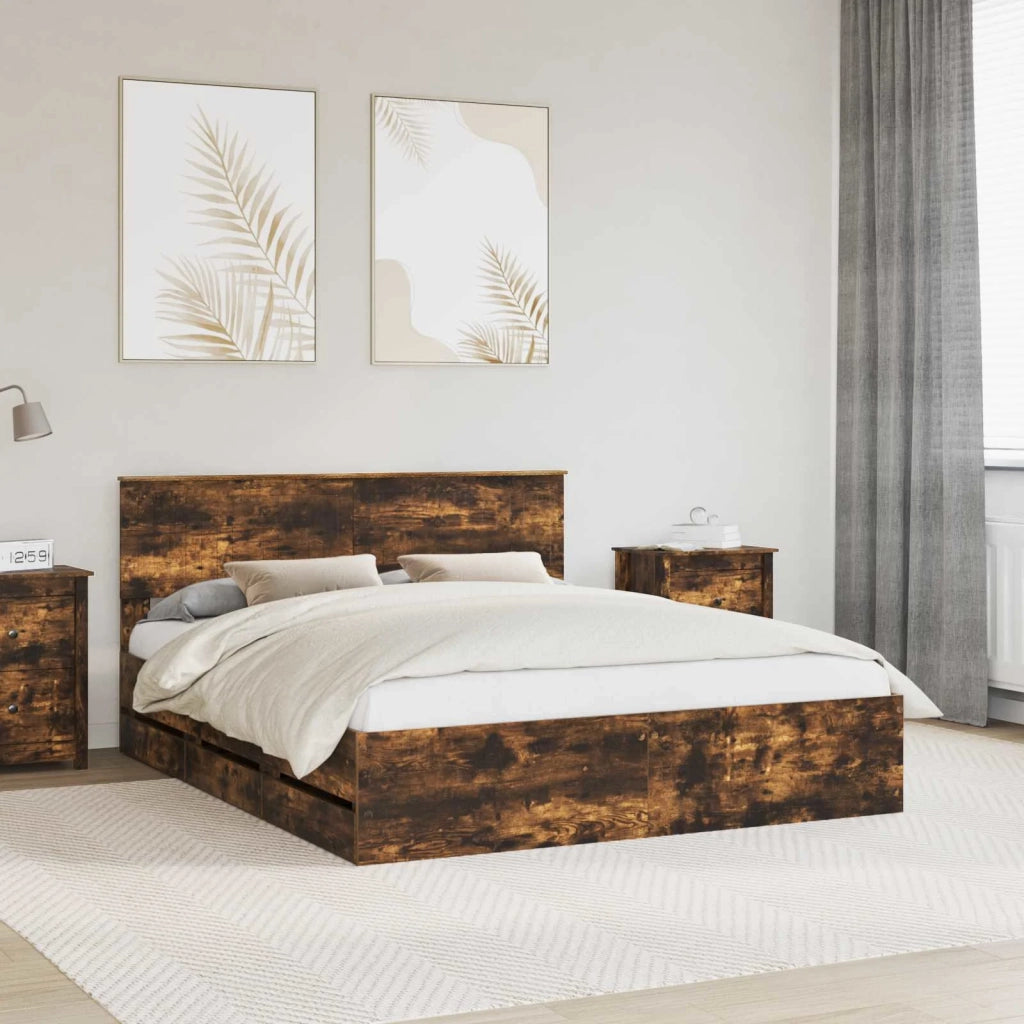Struttura del letto con cassetto Rovere fumé 160 x 200 cm 3410690