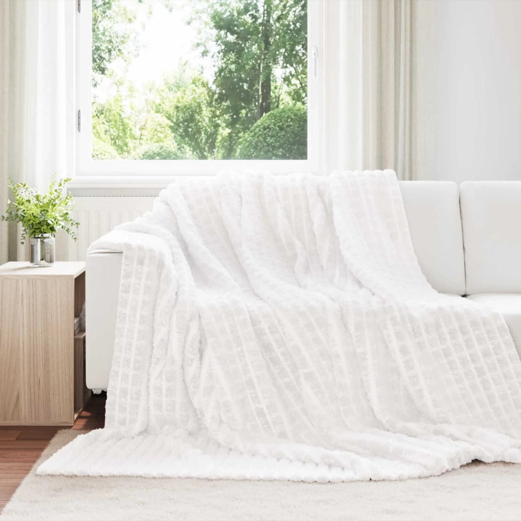 Coperte da Pile 6 pz Bianco 240 x 220 cm Panno