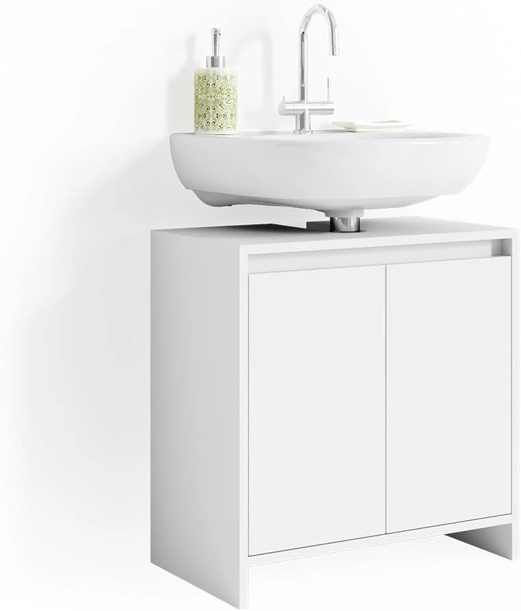 Mobile sottolavabo per bagno Emma, Bianco, 58 x 60 cm, combinabile con la serie Emma per l'organizzazione in bagno