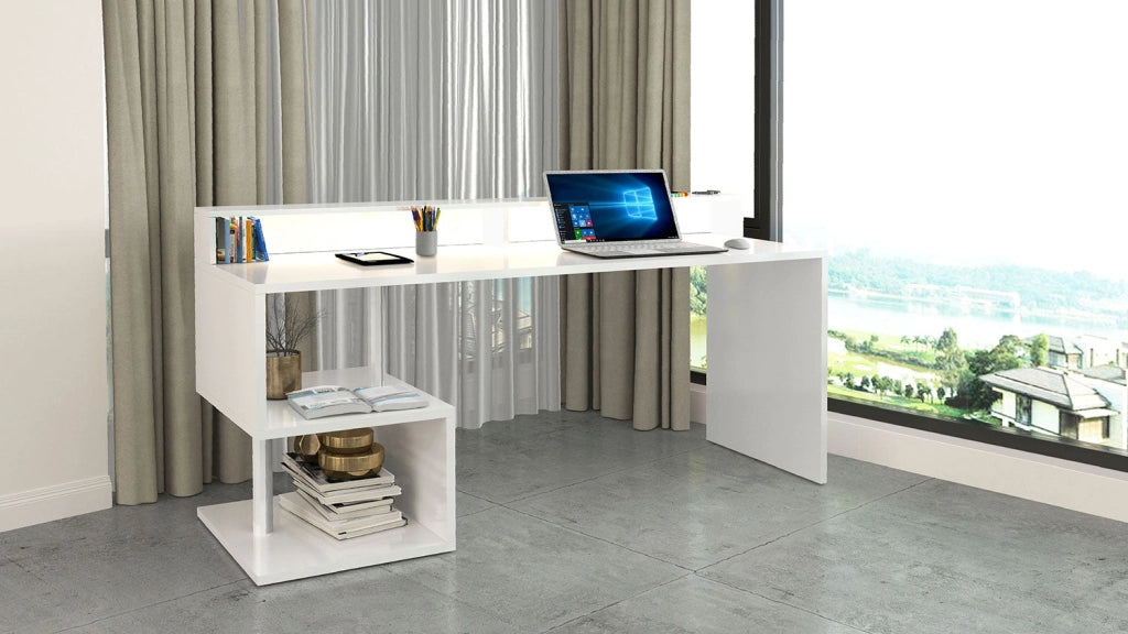 Scrivania a Giorno 180x60x92,5 cm Esse Bianco Lucido