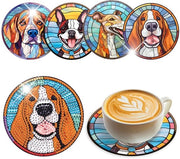 Pittura a Diamanti con Sostituto di Tazza per Cani 4 pezzi Sostituti di Tazza in Vetro per Tavolo Sostituti di Tazza Animali Pittura a Diamanti Decorativa per Vetro Attività di Ricreazione per Tazze da Tè e Bevande