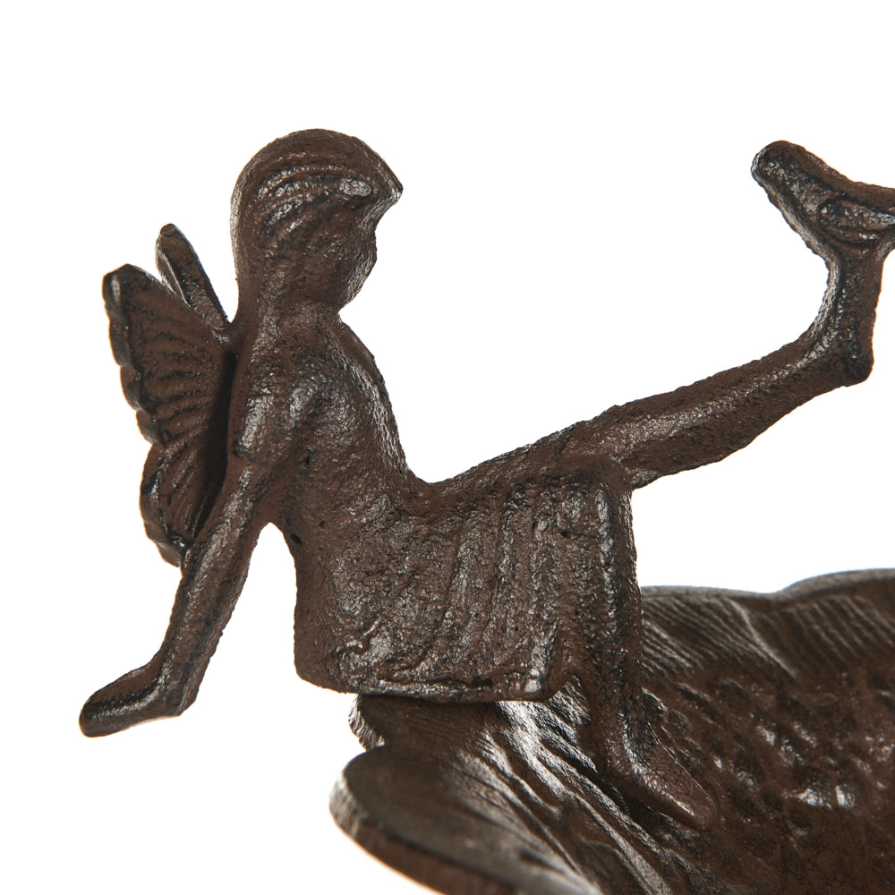 Fontana marrone abbeveratoio per uccelli in ferro per giardino Accento decorativo all'aperto