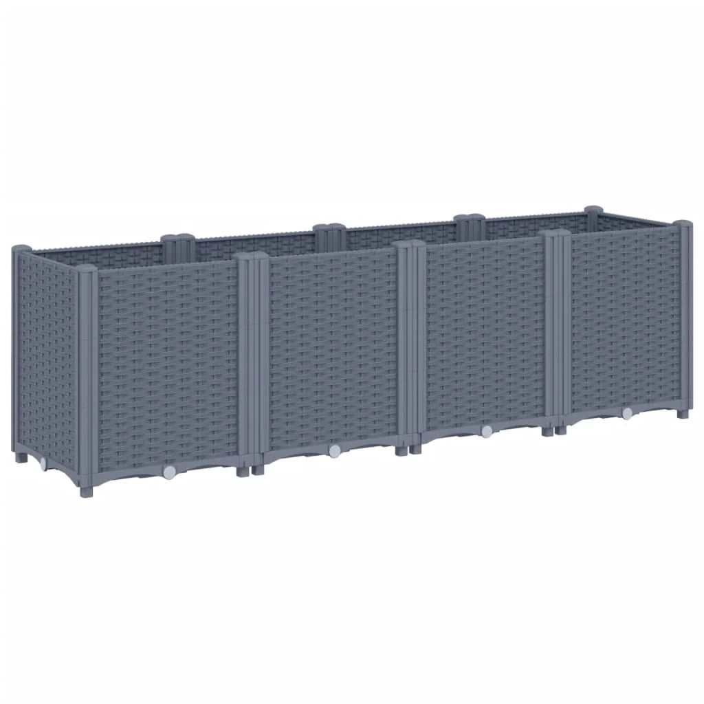 Fioriera rialzata per piante fiori terrazza giardino 160 x 40 x 53 cm PP grigio 02_0037463