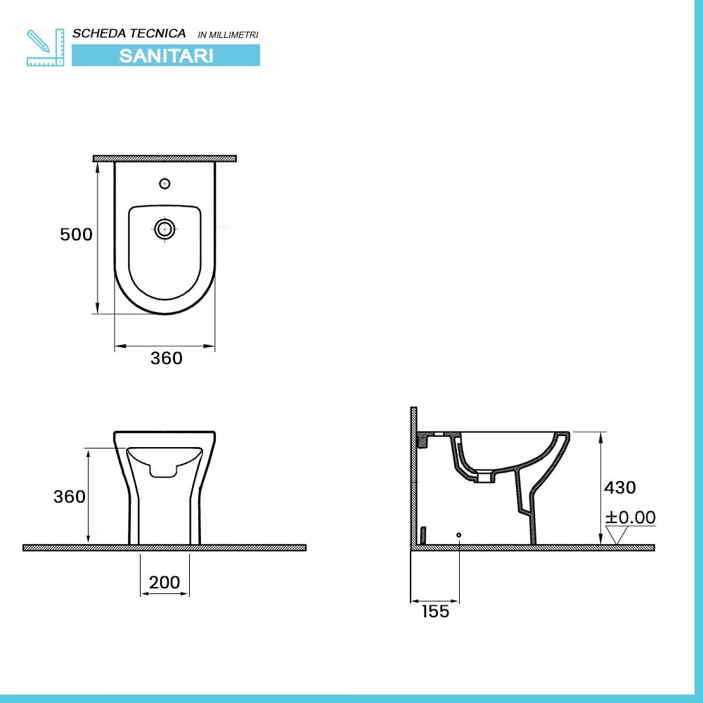 Sanitari filomuro Rimless bianco lucido con copriwc soft-close  Itaca
