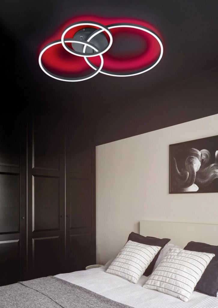 Plafoniera LED Trio Winona 3 luci 28W CCT 78cm nera