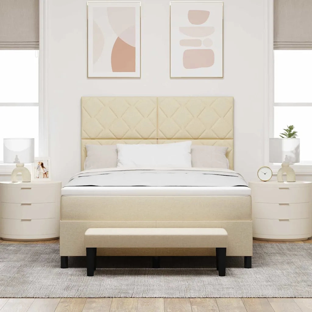 Letto a molle con testiera Crema 160 x 200 cm Tessuto 3344161