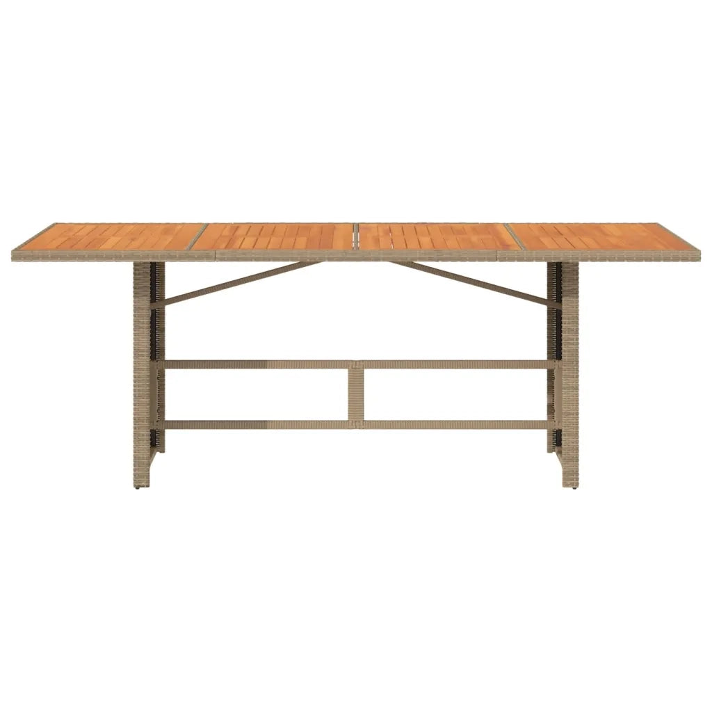 Tavolo Giardino | Tavolino da esterno Piano Legno Acacia Beige 190x80x74cm Polyrattan
