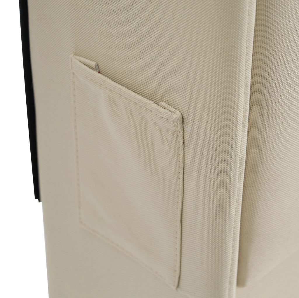 Letto matrimoniale imbottito 140x190 cm beige con LED, ricarica USB-C e vano contenitore