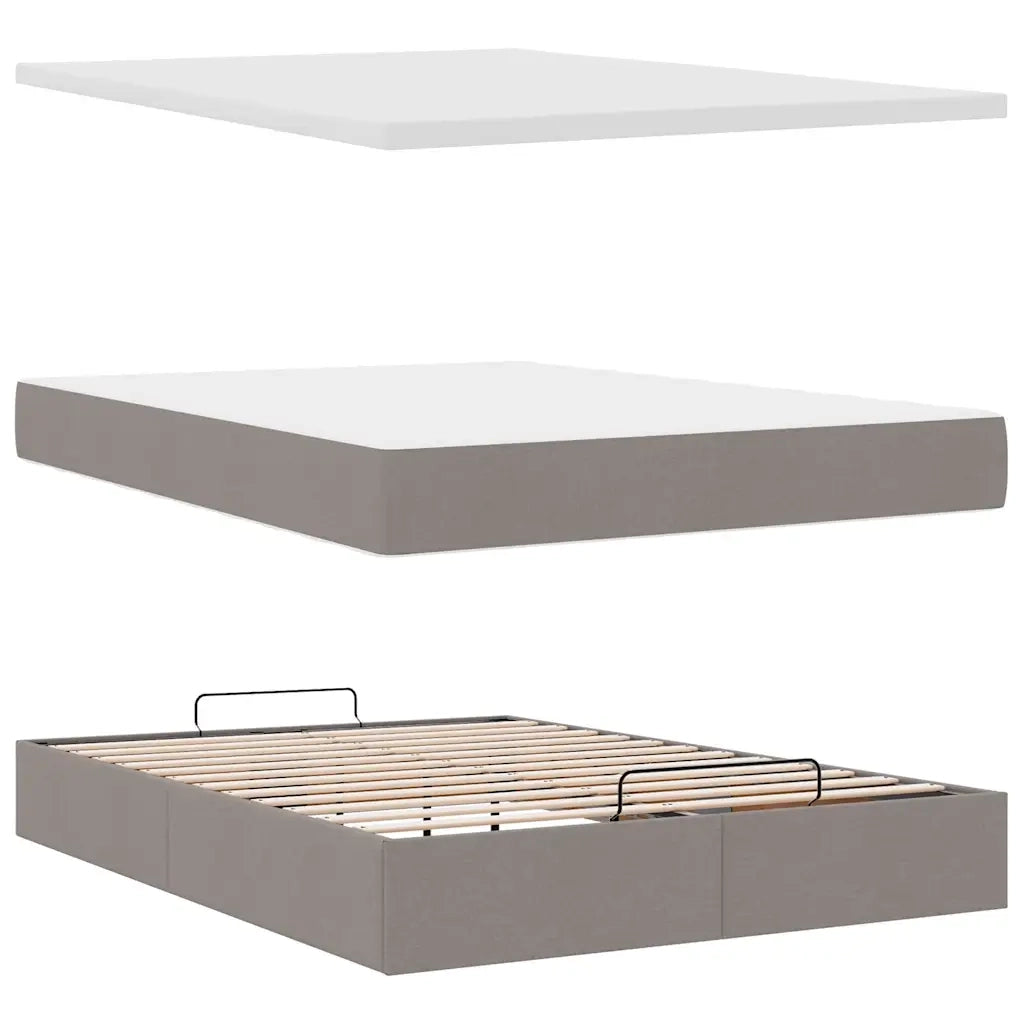 Pouf Letto con Materasso Tortora 140x200 cm in Tessuto 3311550
