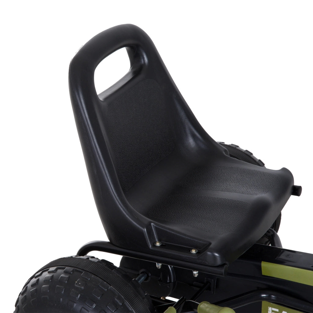 Go-Kart a Pedali Sportivo ¨C Xylo ¨C Telaio Acciaio Nero e Verde, Sedile Regolabile, 99x65x56cm, 3-6 Anni