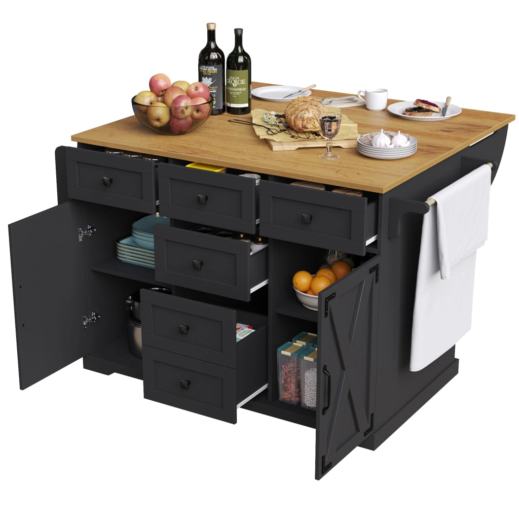Carrello servitore pieghevole 147x70x93 cm; multifunzionale; in MDF e metallo nero