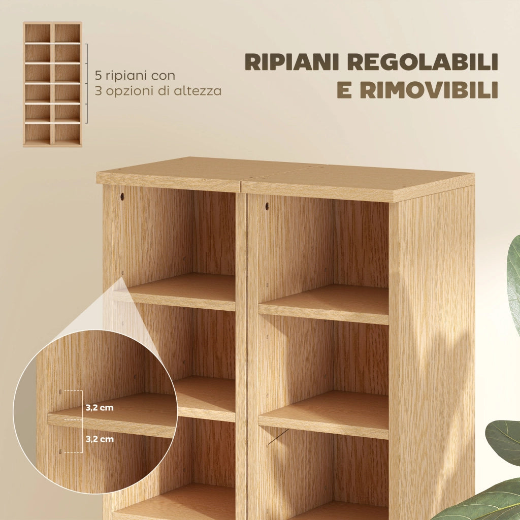Mobile Porta CD 6 Ripiani Regolabili ¨C zephmum ¨C Legno 21x22.5x88.5 cm