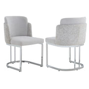 Set di 2 sedie da pranzo con schienale doppio e seduta imbottita; in chenille grigio argento